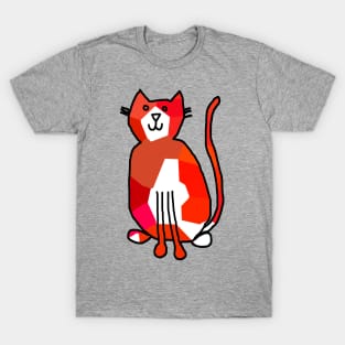 Red Crystal Cat Animals Minimal Line Drawing T-Shirt